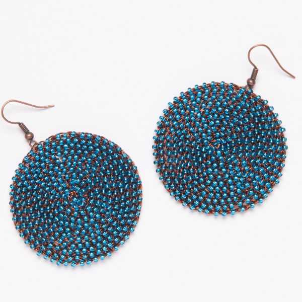 boucles d'oreilles fil de cuivre et perles - earrings copper wire and beads - afrique du sud - south africa | mahatsara