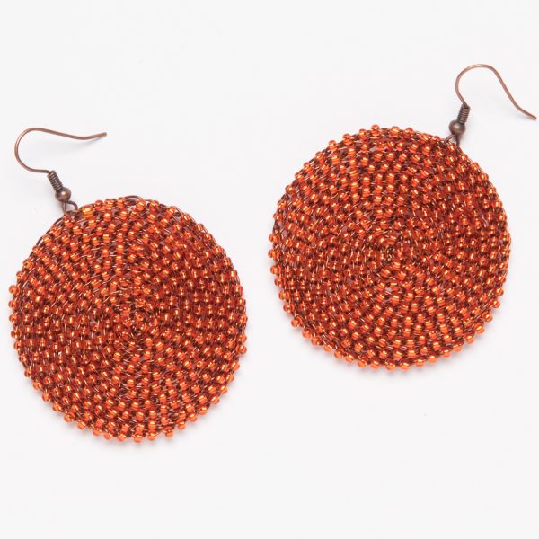 boucles d'oreilles fil de cuivre et perles - earrings copper wire and beads - afrique du sud - south africa | mahatsara